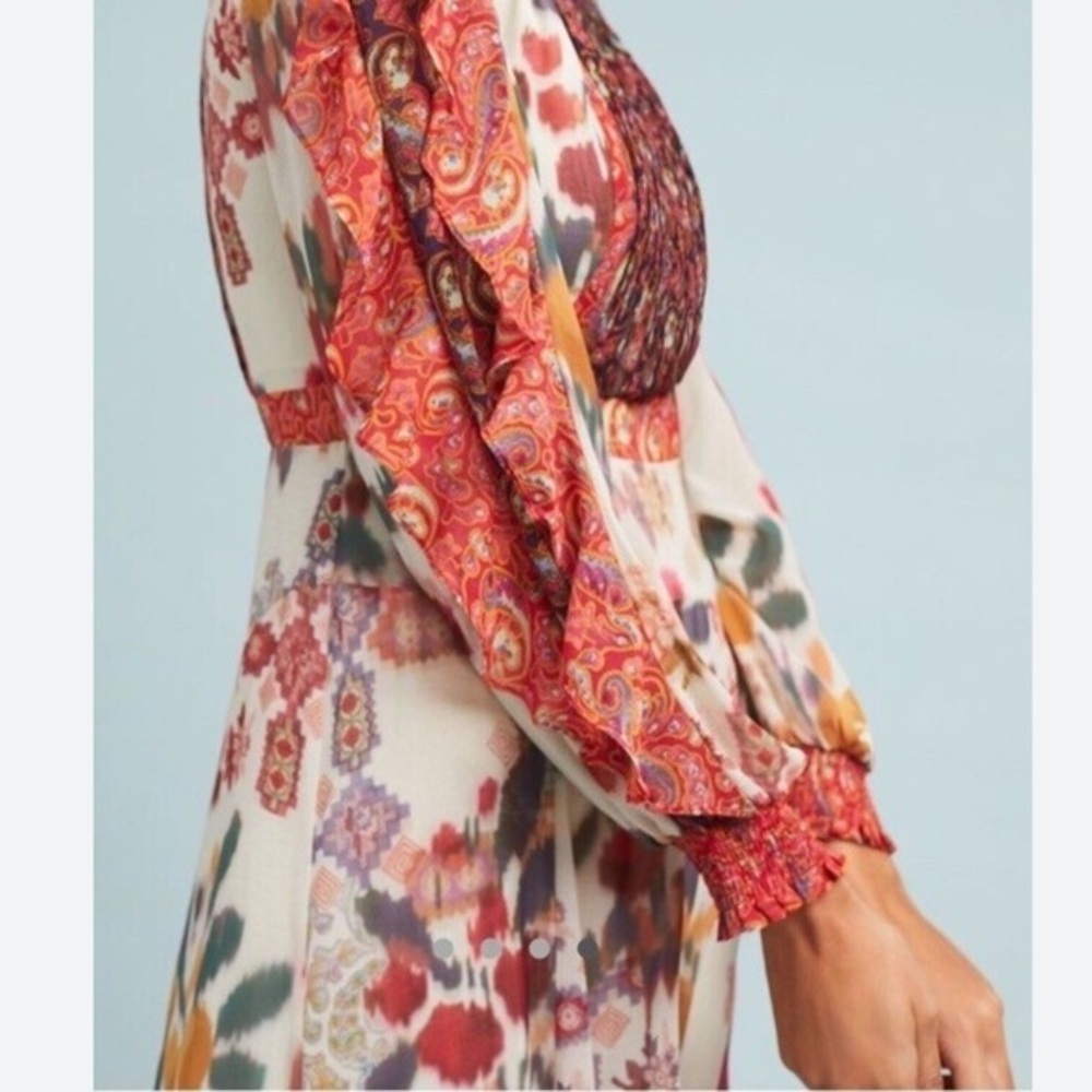 Anthropologie Akemi + Kin Midi Multiple Print Long Sleeve Dress Size 6 Lined - Picture 7 of 8